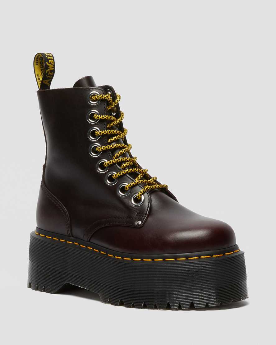 Dr. Martens Jadon Max Nahka Naisten Platform Nilkkurit - Viininpunainen Nilkkurit [679-XODPTV]